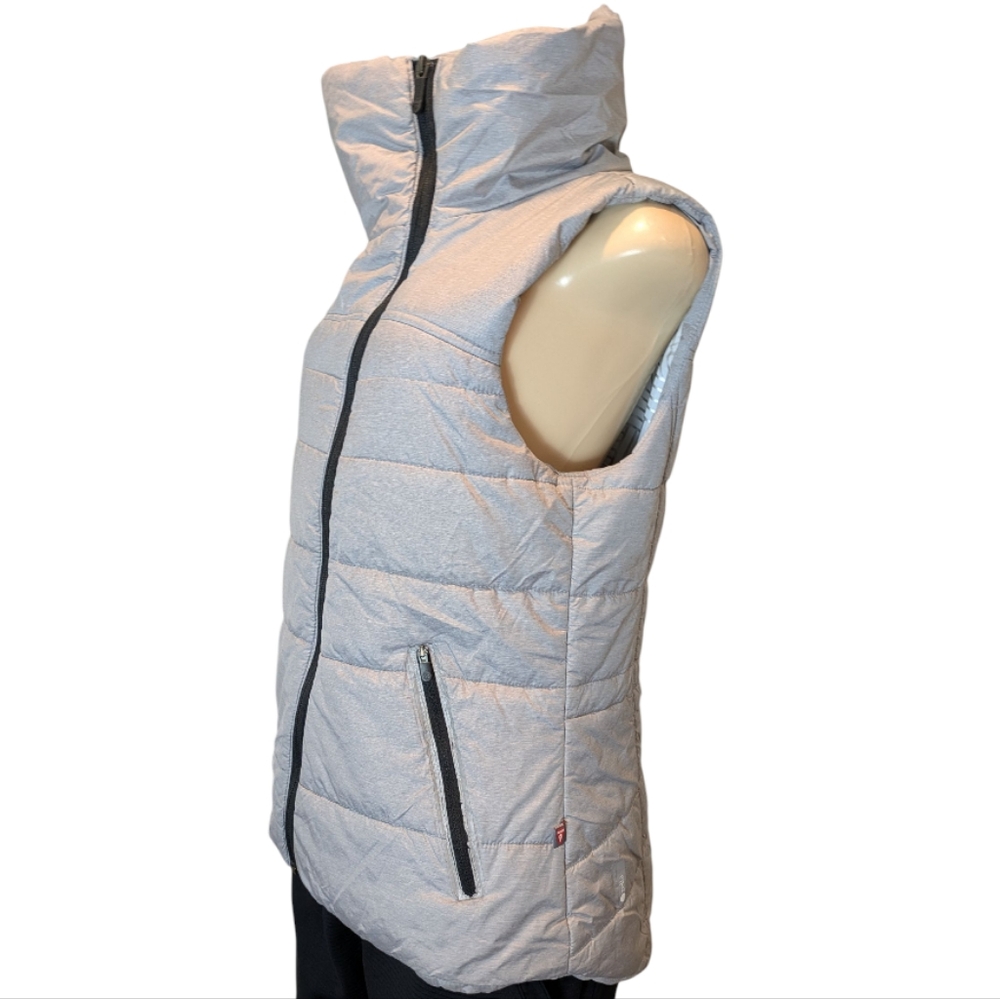 Zella Gray Asymmetrical Zip Funnel Neck PrimaLoft Puffer Vest Women's Medium